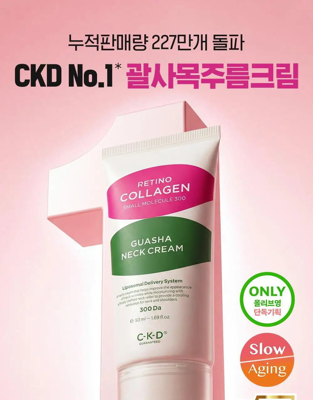 [160만개판매]CKD 레티노콜라겐 저분자 300 괄사 목주름 크림 50ml 1+1 기획 상세페이지 1